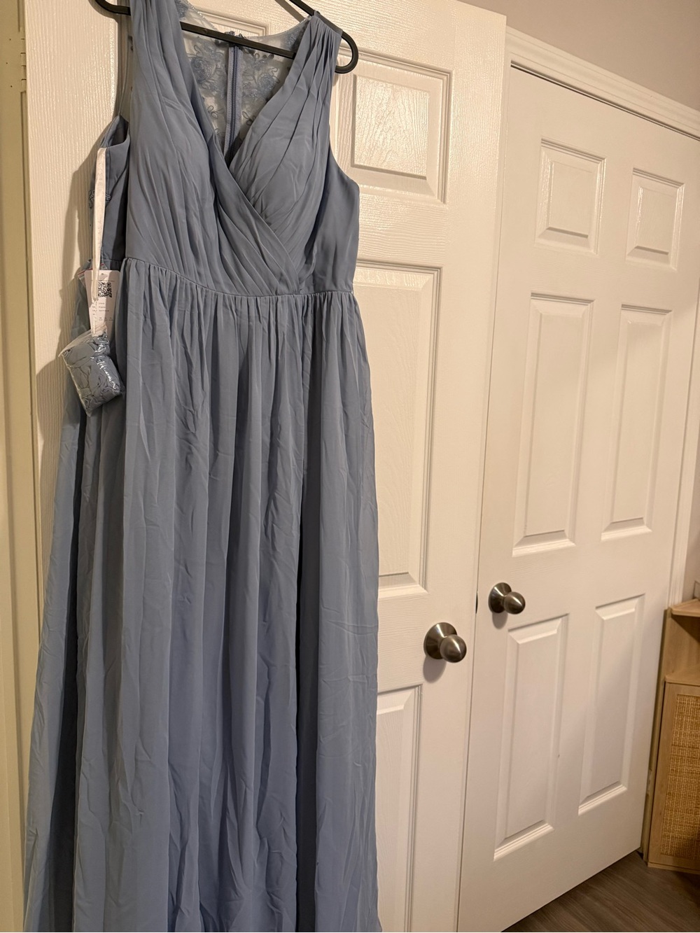 Azazie Dusty Blue V-Neck Maxi Dress